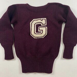Vintage 40s 50s Indian Brand Wool Varsity Letterman Sweater Mens Womens